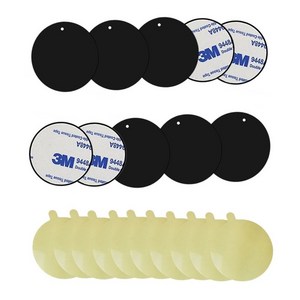 올리보 핸드폰 마그네틱 자석 거치대용 스틸 플레이트 0.4mm 원형 10p + 보호필름 10p, 블랙, 1개