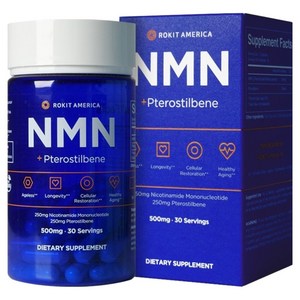 로킷아메리카 NMN + 프테로스틸벤 500mg 캡슐, 60정, 1개