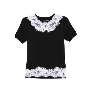 돌체앤가바나 DNA 레이스 트리밍 코튼 티셔츠, 블랙계열, Italy 38(KR 33)