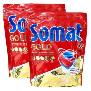 Somat 소멧 골드 올인원 36개입x2팩 식기세척기 세정제 전용세제, 36 tablets, 2팩, 상세페이지 참조
