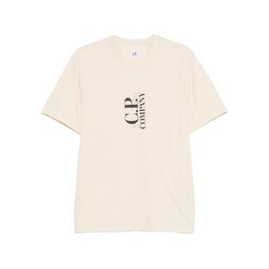 C.P.컴퍼니 로고 프린트 크루 넥 티셔츠, 베이지계열, Standard L(KR 105)