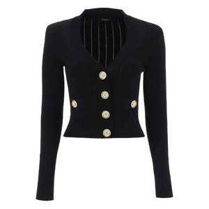 발망 크롭 니트 골드 버튼 가디건, 블랙계열, France 38(KR 66)