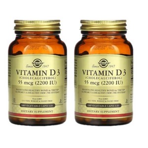 솔가 비타민 D3 (콜레칼시페롤) 2200IU 베지터블 캡슐, 100정, 2개