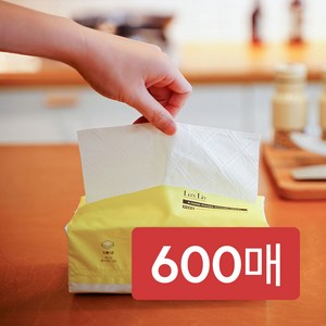 럭스리브 뽑아쓰는 키친타올 먼지없는 3겹 무표백 100매x6팩, 6개, 600매