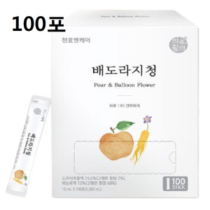 [빠른배송][천호엔케어] 국산 도라지 함유 배도라지청 스틱 10ml 100포 실속형, 100개입, 1개