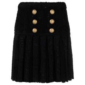 발망 하이웨이스트 버튼 디테일 스커트, 블랙계열, France 36(KR 55)