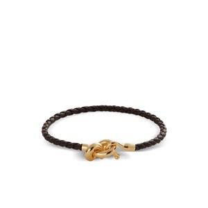 보테가 베네타 브레이디드 매듭 브레이슬릿, M, 브라운계열+골드계열
