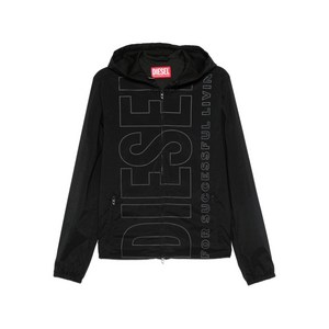 디젤 로고 프린트 후드 재킷, 블랙계열, Italy 52(KR 110)