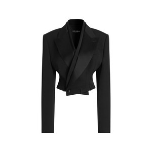 돌체앤가바나 숄 칼라 크롭 재킷, 블랙계열, Italy 42(KR 55)