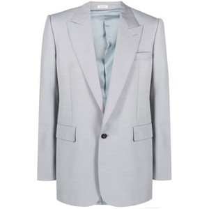 알렉산더맥퀸 피크드 라펠 싱글 브레스티드 블레이저, 그레이계열, Italy 50