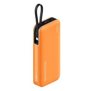 CUKTECH 쿡테크 55W 일체형 보조배터리 양방향 고속 충전 보조배터리 20000mAh 여행용 C타입 입출력 케이블+전력 표시, 오렌지