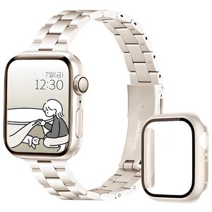 아이비온 애플워치 슬림 메탈 스트랩 40 44 + 풀커버 케이스 세트