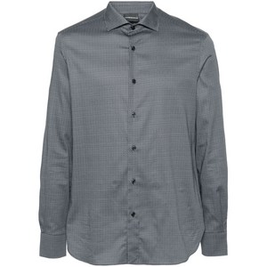 엠포리오아르마니 기하학 프린트 포플린 셔츠, 블루계열, Standard L(KR 41)