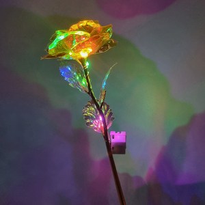 LED 홀로그램 장미 옐로우 건전지 교체 가능 크리스탈 장미꽃 조화 노랑장미, LED 옐로우, 1개