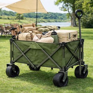 루앤 접이식 캠핑웨건 다용도 폴딩 카트 아웃도어 캠핑수레, 카키, 1개