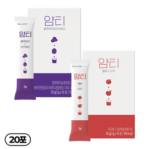 얌티 2종 이온음료 비타민음료 전해질 파우더 플럼 피치 x 블루베리 라즈베리