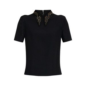 베르사체 장식 칼라 반소매 블라우스, 블랙계열, Italy 44(KR 77)