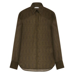 페라가모 모노그램 실크 셔츠, 그린계열, Italy 40(KR 55)