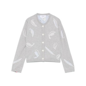 톰 브라운 페더 인타르시아 크롭 가디건