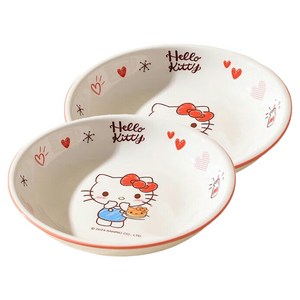 StarR 캐릭터 세라믹 원형 접시, 헬로 키티, 20.5 x 4.2..., 2개