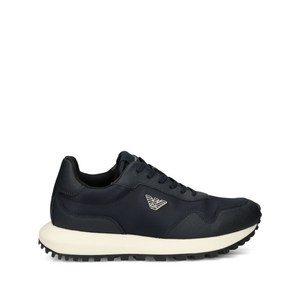 엠포리오아르마니 로고 아플리케 패널 스니커즈, UK 11(KR 300), 블루계열