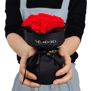 더라임코리아 어버이날 카네이션 장미 비누꽃 미니 꽃다발+선물상자, 레드카네이션