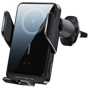 Toocki 송풍구형&흡착형 15W 스마트 3축 고속 무선충전 차량용 핸드폰 거치대 T11, 송풍구고정, 블렉