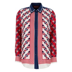 구찌 체인 프린트 칼라 셔츠