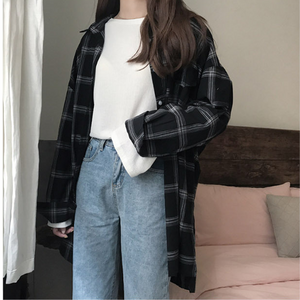 가을체크난방 롱셔츠난방 따뜻한 가을난방 원피스난방 여성남방셔츠