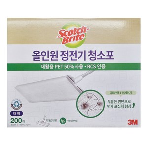 스카치브라이트 올인원 정전기 청소포 200매, 대형 (37 x 1..., 1개