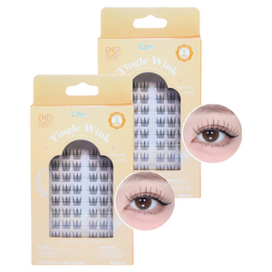 Char 핸드메이드 할로 피더 콜렉션 팅글 윈터 인조 속눈썹, 블랙, 2개