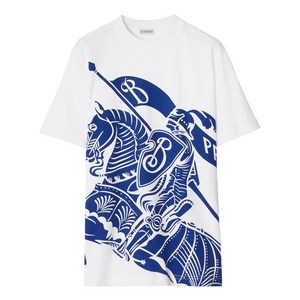 버버리 EKD 프린트 티셔츠, 화이트계열+블루계열, Mid standard XS(KR 44)