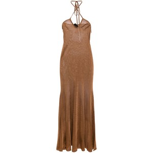 톰포드 홀터넥 플레어 맥시 드레스, 브라운계열, Standard XS