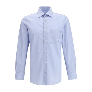 메종 마르지엘라 스트라이프 포켓 셔츠, 블루계열+화이트계열, Collar (cm) 41