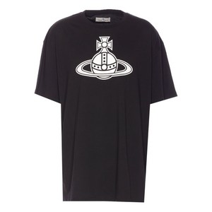 비비안웨스트우드 파리 구체 프린트 코튼 티셔츠, 블랙계열+화이트계열, XS(KR 90)