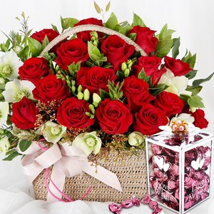 99플라워 [화이트데이 당일도착] 전국 꽃배달서비스 사탕 꽃바구니 당일배송 캔디 꽃다발 배달 생화 꽃 선물, 24.[A1929]-24.고백장미(캔디포함)