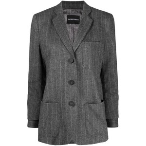 엠포리오아르마니 핀스트라이프 패턴 싱글 브레스티드 블레이저