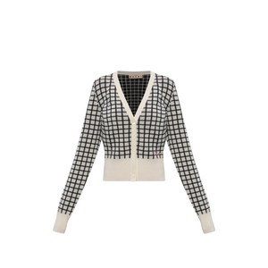 마르니 체크 V넥 가디건, 베이지계열+블랙계열, Italy 46(KR 66-77)