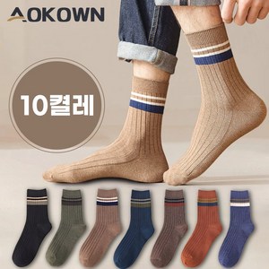 AOKOWN 남성 양말 남자 패션 중목양말 10켤레