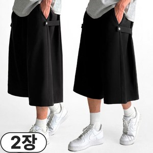 빠델 [당일출고/1+1] 7부 사이드스냅 버뮤다팬츠 벌룬 와이드 반바지 빅사이즈스웻 팬츠 츄리닝