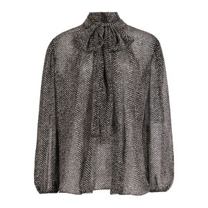 돌체앤가바나 셰브런 프린트 보우 블라우스, 블랙계열, Italy 44(KR 66)