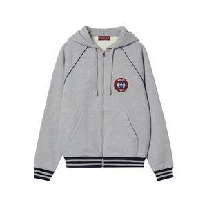 구찌 로고 패치 펠트 후디, 그레이계열, Standard XL(KR 115)