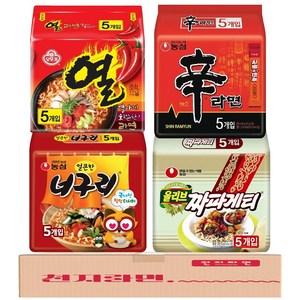 짜구리 라면종합세트 인기봉지라면 4종 20개입 (쨔파게티5 열랴면5 신라면5 너구리5)