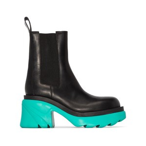 보테가 베네타 콘트라스트 솔 플랫폼 앵클 부츠, Europe 38.5(KR 255), 블랙계열+그린계열