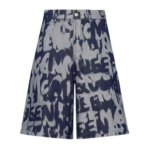 알렉산더맥퀸 그래피티 프린트 데님 쇼츠, 블루계열, Italy 48