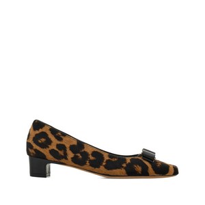 페라가모 아이코닉 보우 펌프스 30mm, US width 8.5C, 브라운계열+블랙계열