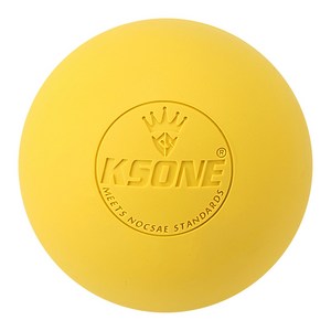 KSONE 마사지 공 6.3cm 근막 공 라크로스 공 요가 근육 이완 통증 완화 휴대용 물리 치료 공, 노란색, 1개