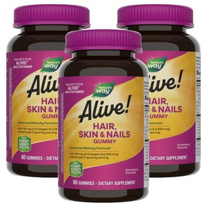 네이쳐스웨이 얼라이브! 헤어 스킨 & 네일 구미, 60정, 3개