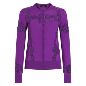 돌체앤가바나 울 레이스 인레이 가디건, 바이올렛/보라계열, Italy 40(KR 44)