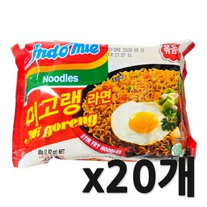 인도미 미고랭 페다스핫 라면 80g, 20개, (5개입 X 4팩)